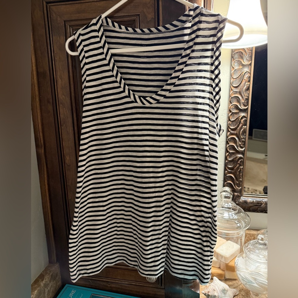 NWT Caslon Black and White Striped Tank Top